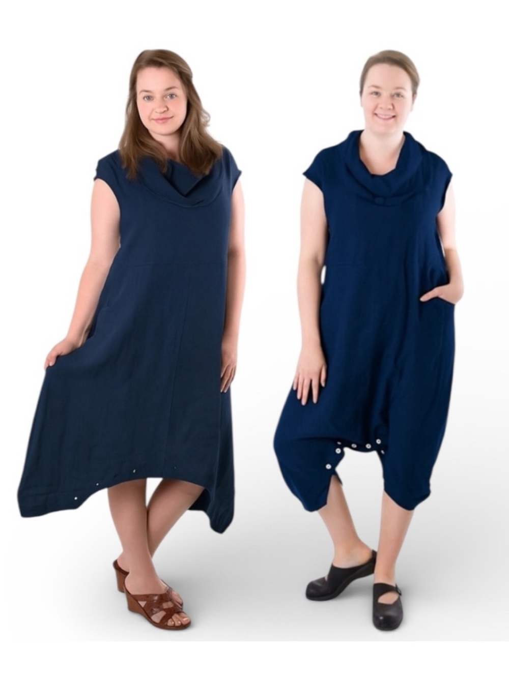 Bryn Walker Atticus Linen Convertible Dress Romper Navy Lagenlook XL